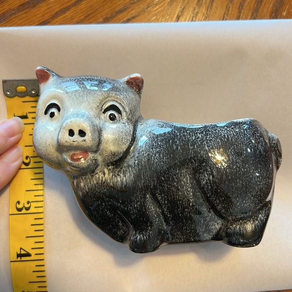 VTG pig planter gray white and pink plants - Picture 10 of 10